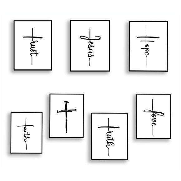 Inspirational Christian Wall Art Set of 7 prints Crosses of Jesus Christ 8.5x11 - Picture 1 of 3